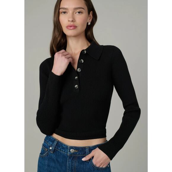 Joe's Jeans The Lisa Polo Sweater - Black NWT SIZE XS S M L - Picture 4 of 6